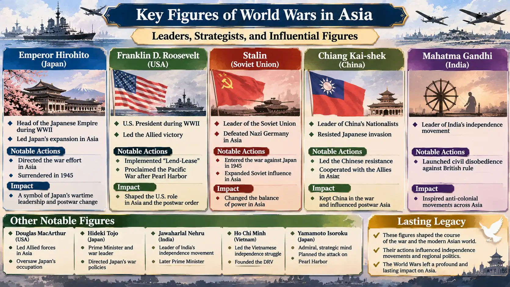 Asia in World Wars: Key Figures & Impact